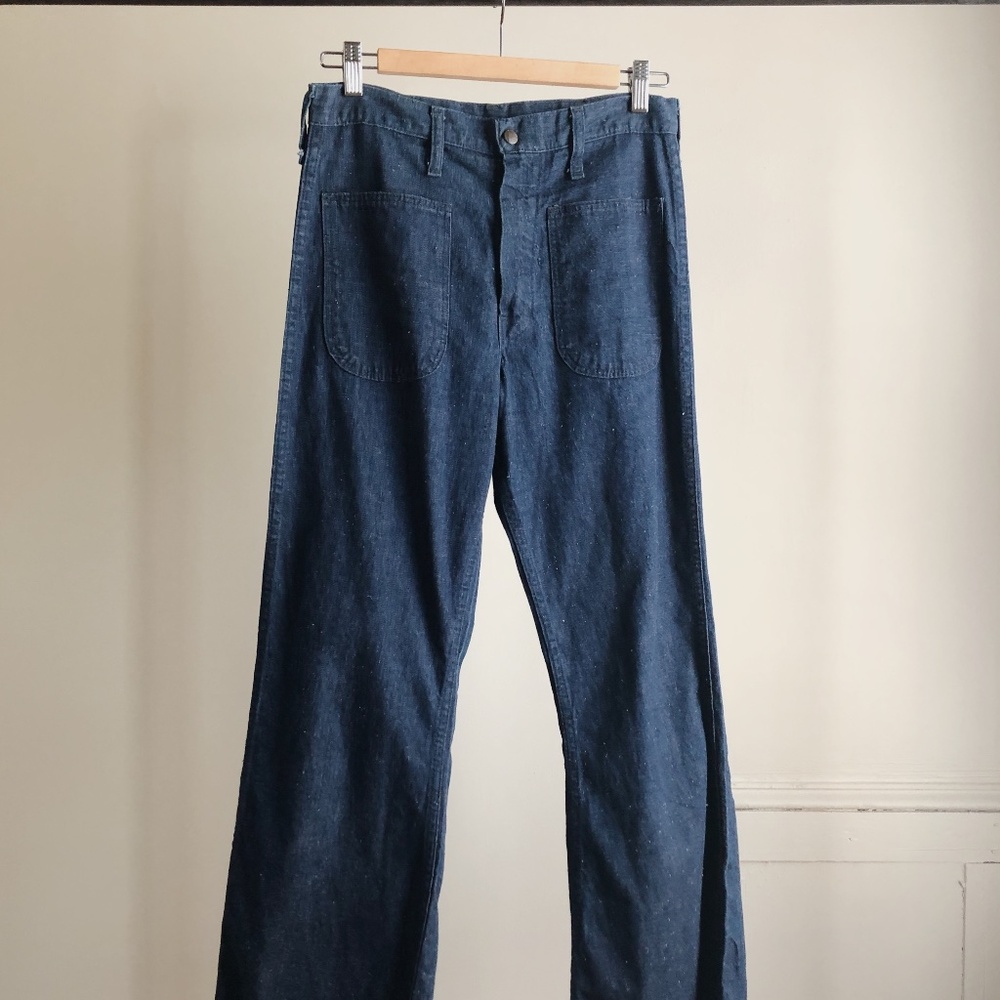 Fairseason Vintage 70s High Waisted Sailor Style Blue Jeans
